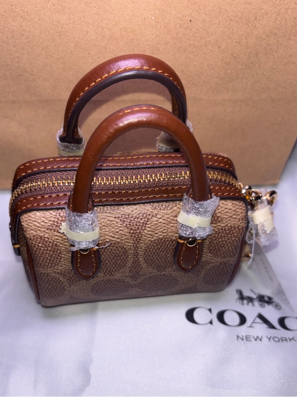 Coach Mini Rowan Bag Charm In Signature Canvas - Picture 8 of 10